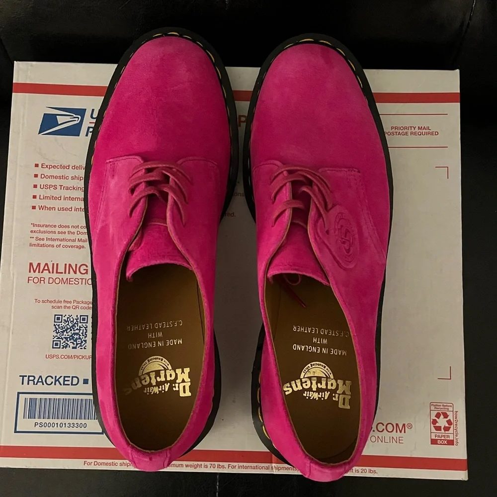 Dr. Martens 1461 Made in England‎ Buck Suede Oxford Shoes Pink Size 8